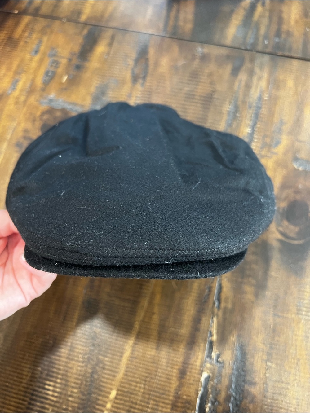 Black Wool Baker Boy Cap